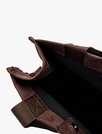 Etiket Detaylı Saplı Askılı Suni Süet Tote Çanta