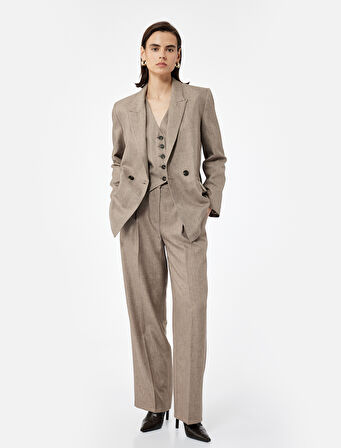 Kruvaze Yaka Uzun Kollu Oversize Blazer Ceket