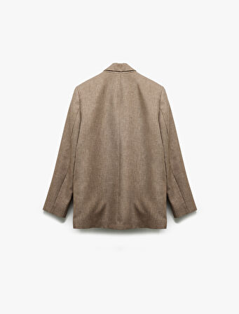 Kruvaze Yaka Uzun Kollu Oversize Blazer Ceket