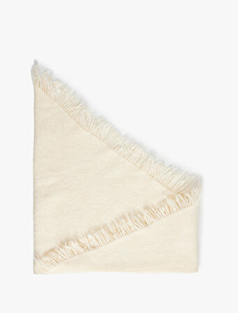 Kare Püsküllü Yumuşak Dokulu Şal