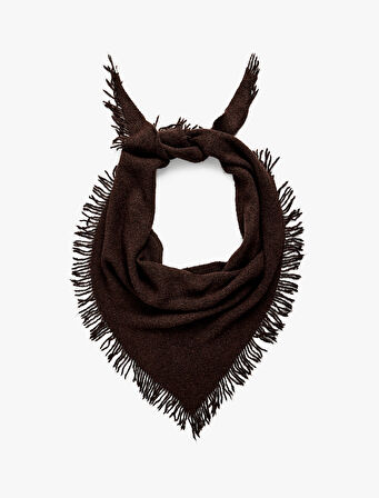 Kare Püsküllü Yumuşak Dokulu Şal