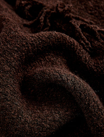 Kare Püsküllü Yumuşak Dokulu Şal