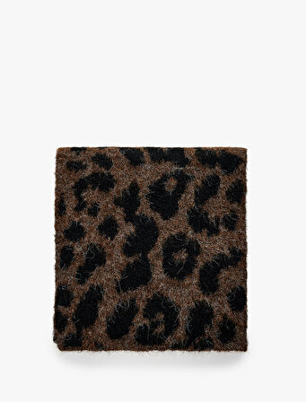 Yumuşak Dokulu Uzun Leopar Desenli Atkı