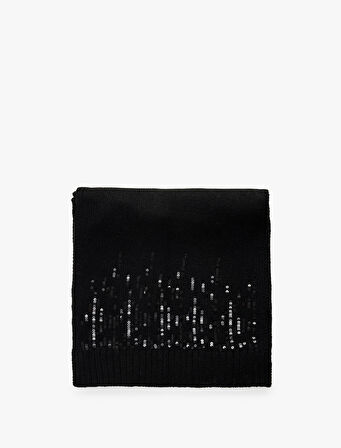 Pul Detaylı Uzun Triko Atkı