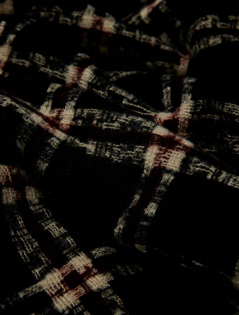 Püsküllü Ekoseli Uzun Atkı