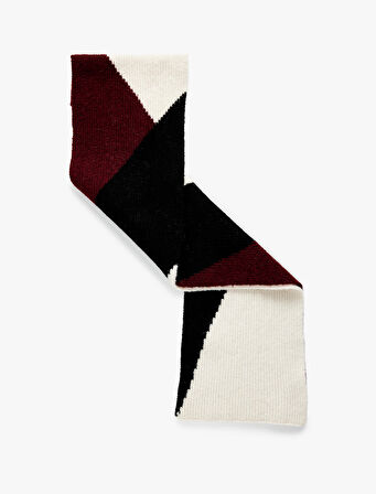 Geometrik Desenli Uzun Triko Atkı