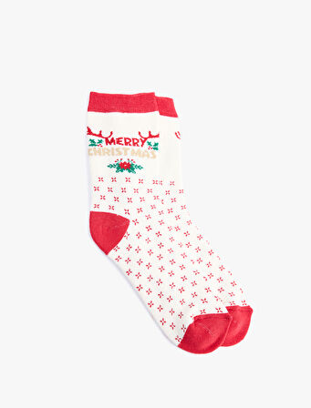 Yılbaşı Temalı Pamuklu Havlu Soket Çorap