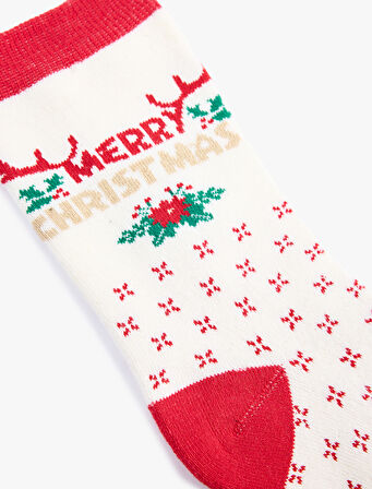 Yılbaşı Temalı Pamuklu Havlu Soket Çorap