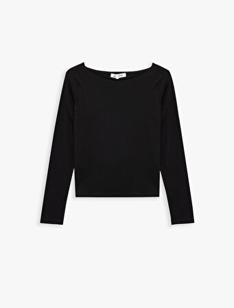 Slim Fit Uzun Kollu Kayık Yaka Pamuklu 2'li Tişört Seti