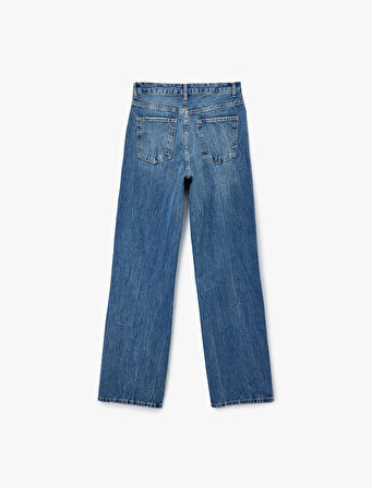 Yıpratılmış Pamuklu Düz Paça Straight Fit Jean Pantolon  - Straight Jeans