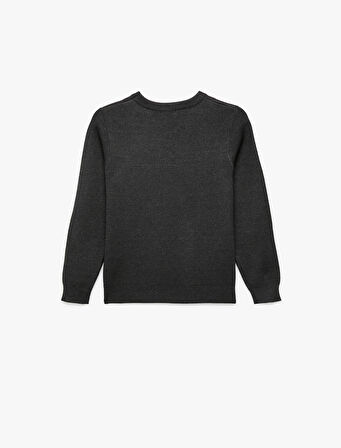 Viskon Karışımlı Uzun Kollu Bisiklet Yaka Basic Triko Kazak