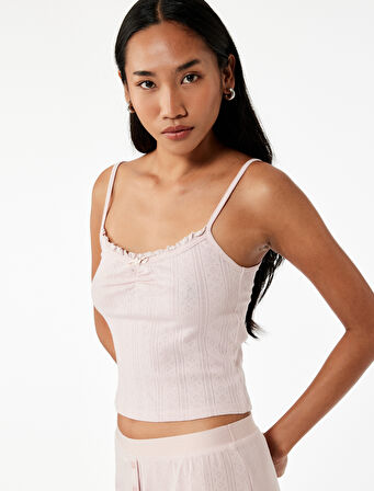 Pamuklu İnce Askılı Pijama Üstü