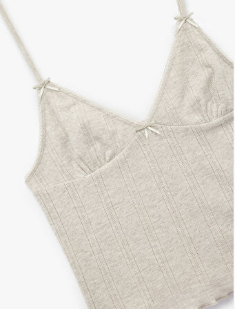 Rahat Kalıp Askılı Crop Pijama Üstü