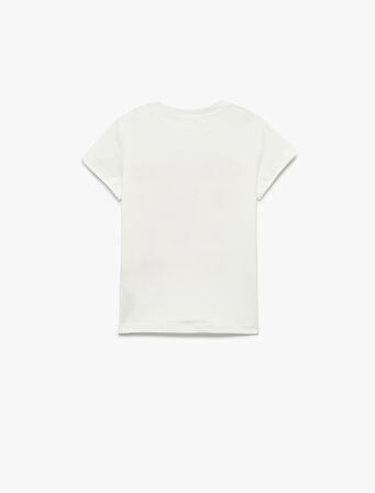 Çilek Baskılı Pamuklu Bisiklet Yaka Kısa Kollu Tişört