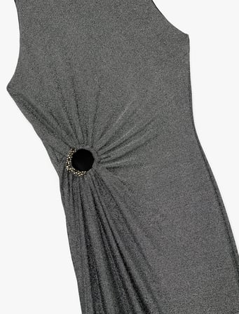 Kolsuz Bisiklet Yaka Taş Detaylı Slim Fit Elbise