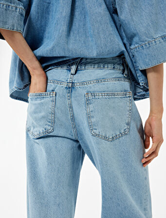 Pamuklu Normal Bel Düz Paça Uzun Jean Pantolon - Straight Fit Jean