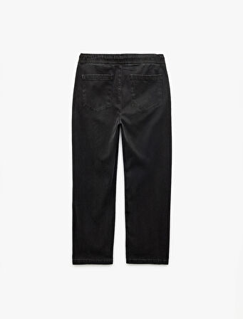 Beli Bağcıklı Cep Detaylı Loose Fit Bol Jean Pantolon