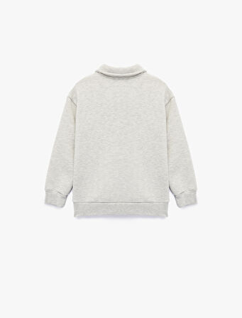 Uzun Kollu Düğmeli Polo Yaka Sweatshirt