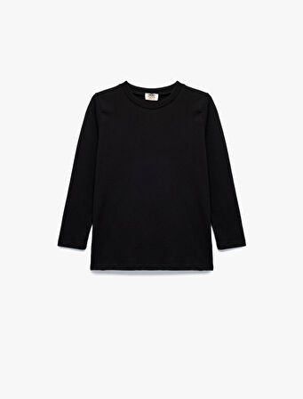 Pamuklu Bisiklet Yaka Uzun Kollu Desenli 5'li Tişört Seti