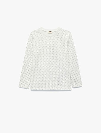 Pamuklu Bisiklet Yaka Uzun Kollu Desenli 5'li Tişört Seti