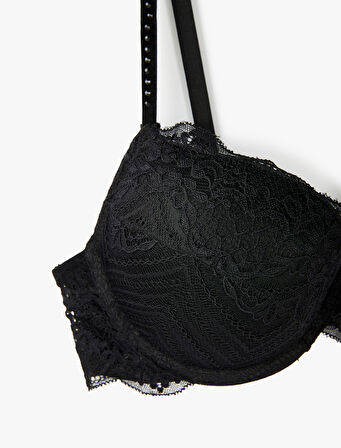 Dantel Detaylı Ekstra Dolgulu Destekli Sütyen