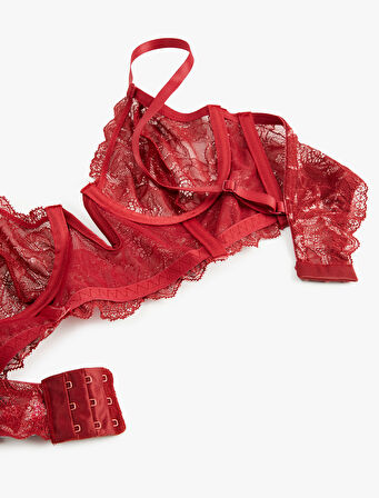 Rahat Kalıp Dolgusuz Dantel Detaylı Balenli Sütyen