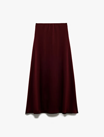 Regular Fit Midi Boy Saten Kloş Etek