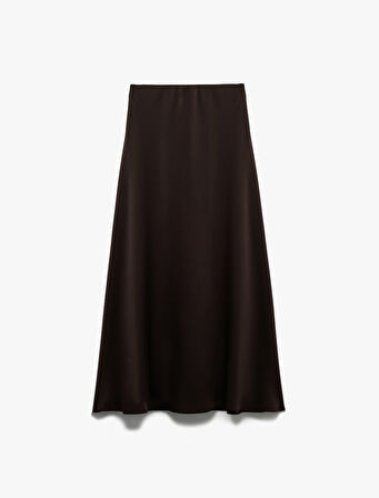 Regular Fit Midi Boy Saten Kloş Etek