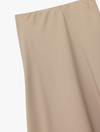 Regular Fit Midi Boy Saten Kloş Etek
