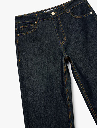 Normal Bel Düz Paça Jean Pantolon - Longer Straight Fit Jeans
