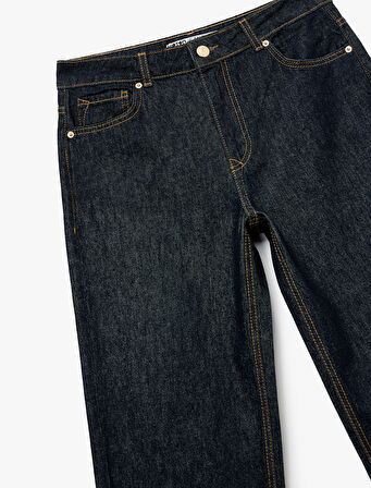 Normal Bel Düz Paça Jean Pantolon - Longer Straight Fit Jeans