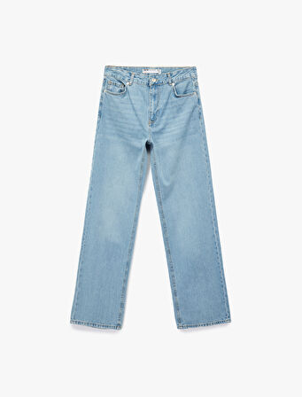 Normal Bel Düz Paça Jean Pantolon - Longer Straight Fit Jeans