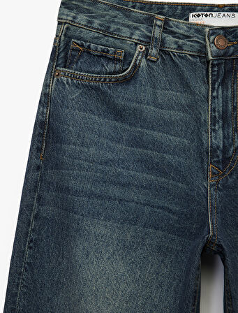 Normal Bel Düz Paça Jean Pantolon - Longer Straight Fit Jeans