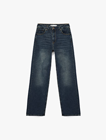 Normal Bel Düz Paça Jean Pantolon - Longer Straight Fit Jeans