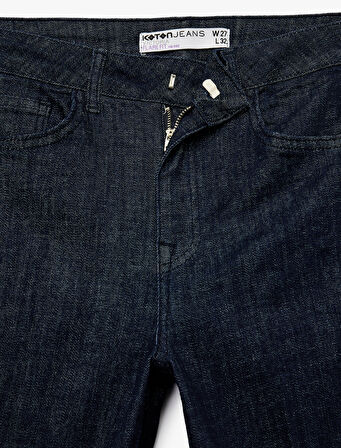 Normal Bel Dar Kalıp Cepli İspanyol Paça Jean Pantolon - Flare Jeans