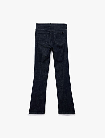 Normal Bel Dar Kalıp Cepli İspanyol Paça Jean Pantolon - Flare Jeans