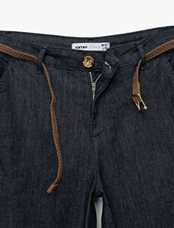 Yüksek Bel Rahat Kalıp Kemerli Pantolon