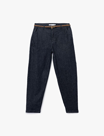 Yüksek Bel Rahat Kalıp Kemerli Pantolon