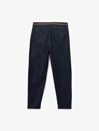 Yüksek Bel Rahat Kalıp Kemerli Pantolon