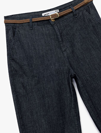 Yüksek Bel Rahat Kalıp Kemerli Pantolon