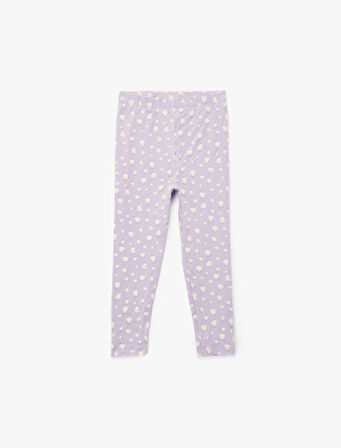 Pamuklu Desenli Beli Lastikli 3'lü Tayt Seti