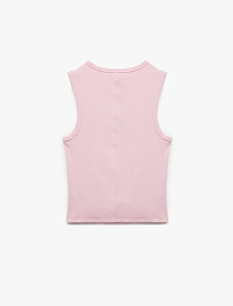 Slim Fit Pamuklu Kedi Nakış Detaylı Bisiklet Yaka Atlet