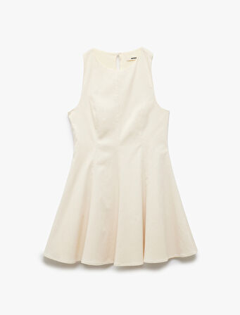 A Kesim Kolsuz Halter Yaka Mini Elbise