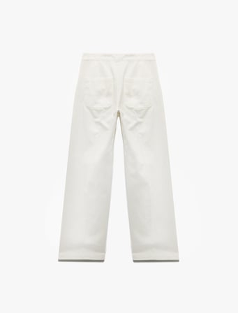 Yüksek Bel Pamuklu Rahat Kalıp Düğme Detaylı Geniş Paça Pantolon - Wide Leg Jean