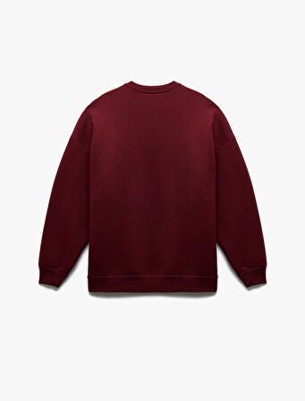 Üç İplik Şardonlu Uzun Kollu Bisiklet Yaka Oversize Sweatshirt