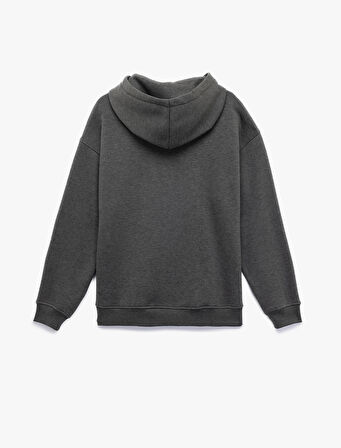 Şardonlu Uzun Kollu Kapüşonlu Oversize Sweatshirt