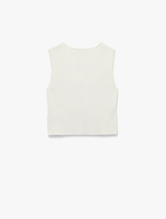 V Yaka Kolsuz Gold Düğmeli Triko Yelek