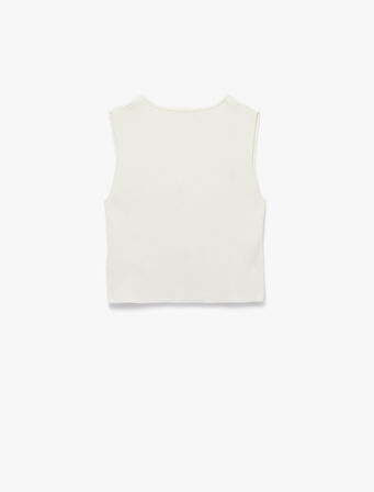 V Yaka Kolsuz Gold Düğmeli Triko Yelek