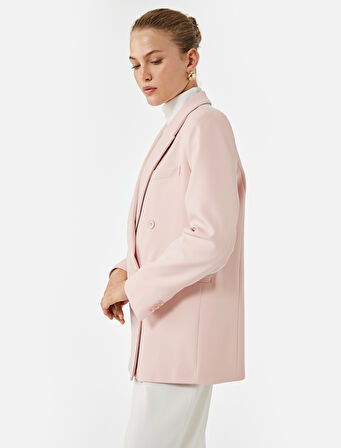 Kruvaze Uzun Kollu Oversize Blazer Ceket