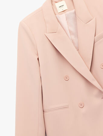 Kruvaze Uzun Kollu Oversize Blazer Ceket